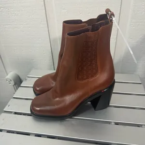 Franco Sarto Boots Leather Heel 3.75” A Paula Brown Size 10M NWOT thumbnail 6