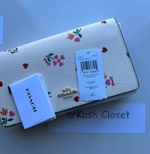 Coach Anna Foldover Clutch Crossbody With Heart Petal Print thumbnail 9