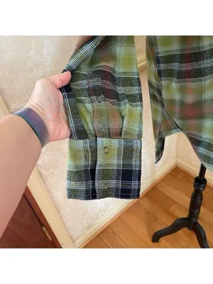 Free People We The Free Izzy Cargo Shirt plaid oversized Shacket Green Grunge M thumbnail 9