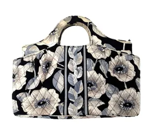 Vera Bradley Camellia Floral Black White Top Handle Tote Handbag Zip Pocket thumbnail 2