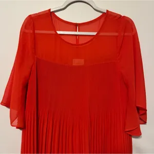 Anthropologie Maeve Edie Pleated Swing Dress Size 8 Orange thumbnail 4