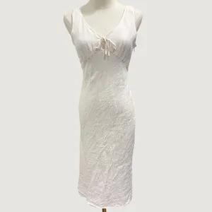 Amanda Uprichard Clarisse Dress White Linen Midi Keyhole Preppy Coastal Small thumbnail 2