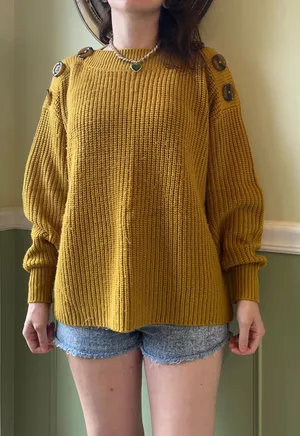 Philosophy yellow button sweater thumbnail 1