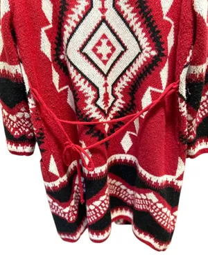 Bibi Southwestern Chunky Duster Cardigan Red Size XL Western Boho Rodeo Preppy thumbnail 11