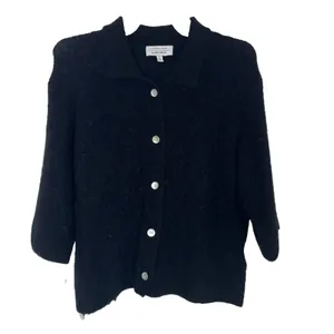 Stockholm Atelier & Other Stories Black Small Collard Knit Cardigan Sweater Wool thumbnail 2