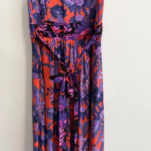 Maeve Anthropologie Macie Maxi Dress Women's 4 Purple Floral Print Orange Belt thumbnail 9