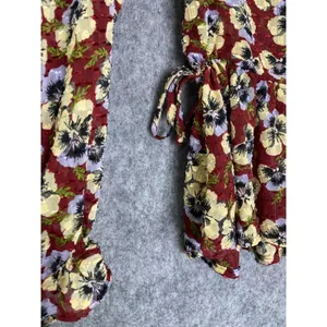 Madewell Floral Violet Pansy Blouse Burgundy Long Sleeve Peplum XS Fall Florals thumbnail 7