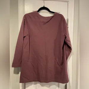 L.L. Bean Size MP Plum V Neck Silver Button Long Sleeve Soft Cotton Cardigan thumbnail 8