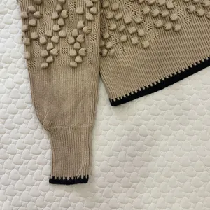 NWOT BCBGMAXAZRIA Popcorn Stitch Mock Neck Wool Blend Sweater Oatmeal Size XL thumbnail 5