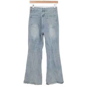 Unbranded Jeans Womens M Wide Leg Flare Light Blue High Rise Excellent thumbnail 3