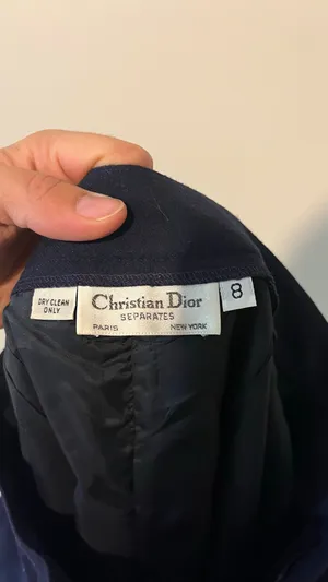 Vintage Christian Dior Separates Navy Blue Midi Skirt Size 8 Pleated High Waist thumbnail 7