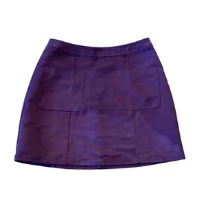 Old Navy Burgundy faux suede pocket front mini skirt 8 thumbnail 2