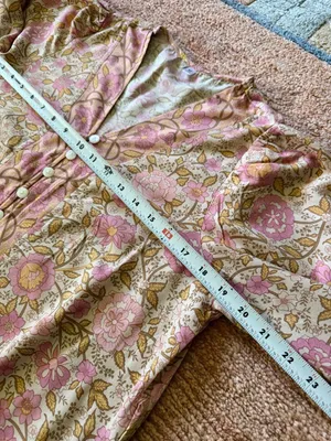 Women’s Boho Floral Maxi Dress Size M Pink Button Front Long Sleeve Rayon thumbnail 9