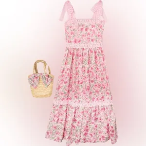 Floral tiered embroidered maxi midi dress garden roses loveshackfancy bow pastel thumbnail 13