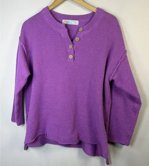 Free People Beach Women Hailey Hailee Waffle Knit Sweater purple XS vacation thumbnail 1