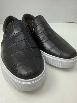 KAANAS Black Croc Embossed Leather Slip On Platform Sneakers Size 8 thumbnail 11