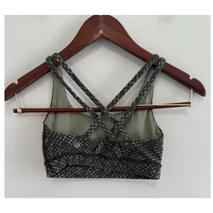 Lululemon Energy Bra Medium‎ Support Reptilia Jacquard Rainforest Green Sz 2 thumbnail 4