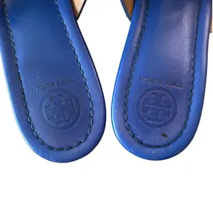 Tory Burch‎ Miller Laguna Blue Snake Embossed Sandals 7.5 thumbnail 3