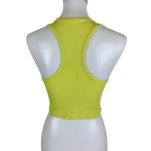 Timing‎ L Neon Ribbed Crop Tank Top Sleeveless Stretch Y2K Streetwear Festival thumbnail 2