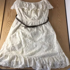 New Speechless Lacey Strapless Dress with Belt Super Sexy Ivory/Cream Medium thumbnail 1