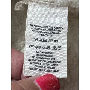 Free People Alpaca Blend Oversized‎ VNeck Chunky Knit Sweater Women S Cream Boho thumbnail 8