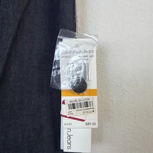 Calvin Klein Collared Denim Shirt jean Dress Sleeveless Y2K small retro 80's NWT thumbnail 4