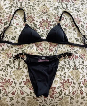 Victoria’s Secret Women’s Sexy Black Bikini Swimming Suit Set 2 Piece Size Small thumbnail 1
