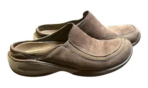 Merrell Primo Scoop Mules Womens 7 Brown Nubuck‎ Leather Slip On Clogs Comfort thumbnail 1