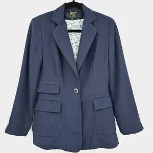 Allen ABS Womens Blazer 4 Blue Business Professional Office Artsy Lined Jacket thumbnail 1