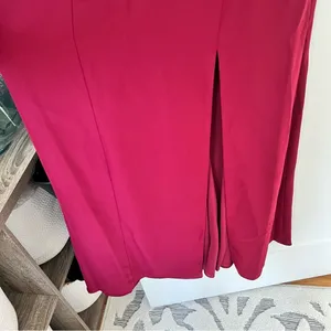 Dessy Collection High-Neck Backless Crepe Trumpet Gown In Burgundy NWT thumbnail 5