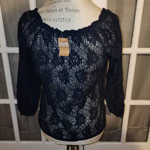 NWT Hollister Womens Navy Blue Peasant Top Blouse Medium‎ New thumbnail 2