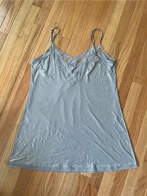 Victoria’s Secret silver Shimmer Lace Slip Mini Dress Large Chemise Nightgown thumbnail 6
