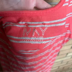 MNY MARC NEW YORK Coral Gray Striped Sleeveless Casual Performance Dress Size XL thumbnail 2