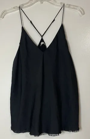 Free People Intimately black cami polka dot tulle hem tank top size medium thumbnail 1