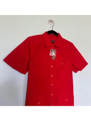 J. Crew Cotton Poplin Utility Shirt Dress in Festival Red Size 2 thumbnail 3