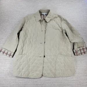 Julia Klein Quilted Jacket Large Beige Plaid Lined Preppy Equestrian Barn Coat thumbnail 3
