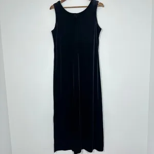 Vintage‎ Black Velvet Maxi Dress Sleeveless Tank Stretchy Women's Size 14 Witchy thumbnail 2