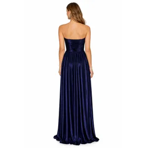 New!‎ Retrofête Navy Strapless Metallic Pleated Gown Size Small $695 thumbnail 4