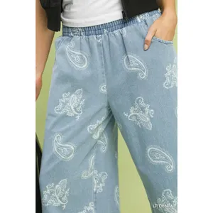 Umgee Denim Paisley‎ Wide-Leg Pants - Medium thumbnail 4