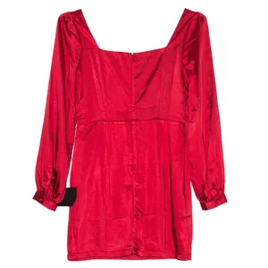 NWT Lulus Dress Satin Y2K Party Cocktail Going Out Square Neck Mini Red Medium thumbnail 2