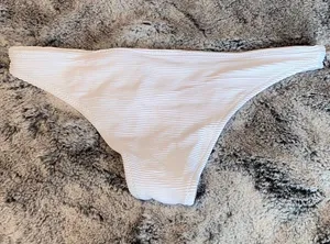 White Ribbed Bikini Bottoms thumbnail 2