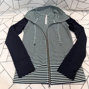 Lululemon Full‎ Zip Stripe Jacket Mint Black Funnel Neck Track Top Womens Size 4 thumbnail 5