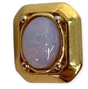 Vintage Gold Plated Oval OPAL STUD EARRINGS 9.5mm Wide by 11mm Long Rectangle thumbnail 2
