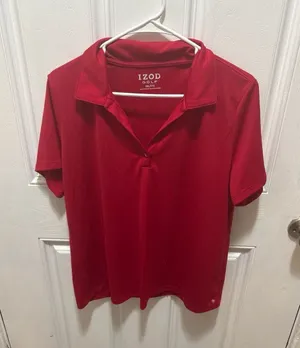 IZOD Golf Women's Short Sleeve Performance Polo Shirt Red XXL thumbnail 1