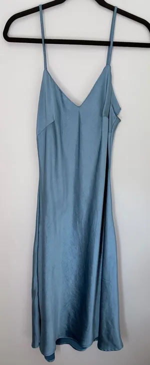 Blue Satin Midi Dress Size M thumbnail 1