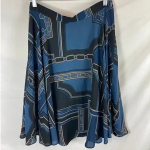 Ann Taylor Patterned Flow Skirt Black and Blue Size 6 thumbnail 1