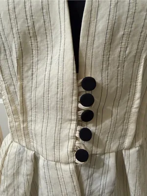 Zara Cream Peplum Pinstripe Button front Blazer Size Medium thumbnail 7