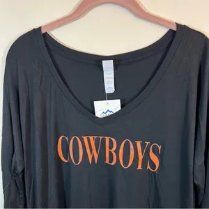 District Women’s Black Oklahoma Cowboys‎ Long Sleeve Top Medium NWT thumbnail 2