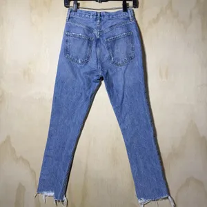 AGOLDE‎ Riley Crop Straight Jeans Women 24 High Rise Raw Hem Blue Denim thumbnail 6