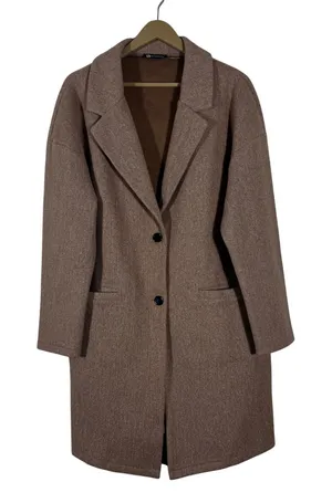PrettyGarden Solid Notch Lapel Trench Coat Brown Classic Overcoat Size XL thumbnail 1